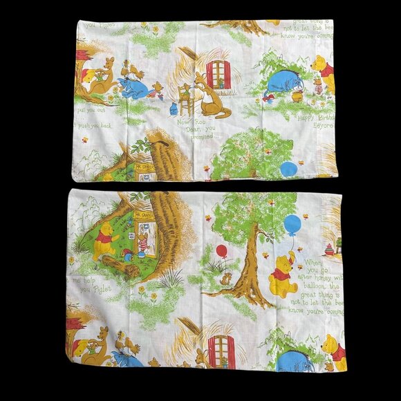 Vintage Winnie The Pooh Pillowcases Disney Sears USA Eeyore Rabbit Kanga Roo - Picture 3 of 9